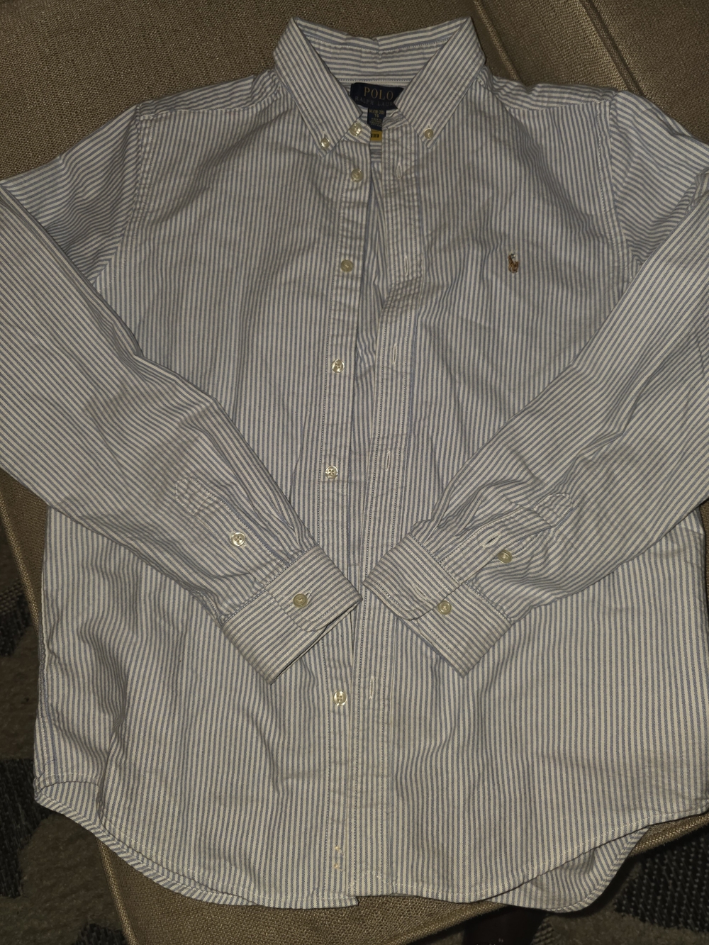 Polo by Ralph Lauren Men’s Blue & White Striped Button-Down Shirt